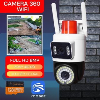 Camera Yoosee 2 MẮT KÉP 8MP ngoài trời, XEM 2 MÀN HÌNH cùng lúc,xem đêm có màu,hỗ trợ đàm thoại 2 chiều,BH 1 NĂM