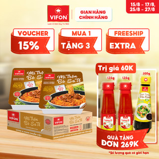 [VOUCHER đến 80K]-Thùng 18 Khay Mì Trộn Bò Sa Tế VIFON 90gr/ khay