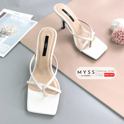 Giày guốc nữ MYSS xỏ ngón phối dây ngang 7cm thời trang - SU45