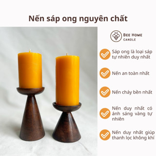   Bee Home  Nến trụ thân trơn nến sáp ong thiên nhiên nguyên chất chất lượng cao cháy bền an toàn thanh lọc không khí 