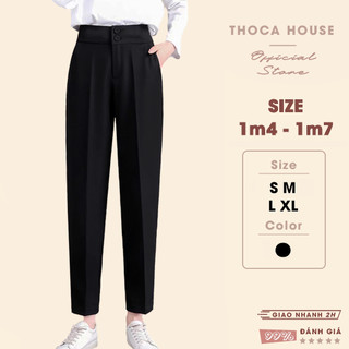 Quần baggy nữ công sở lưng cao 2 nút THOCA HOUSE quần tây nữ chuẩn form cao cấp tôn chân dài