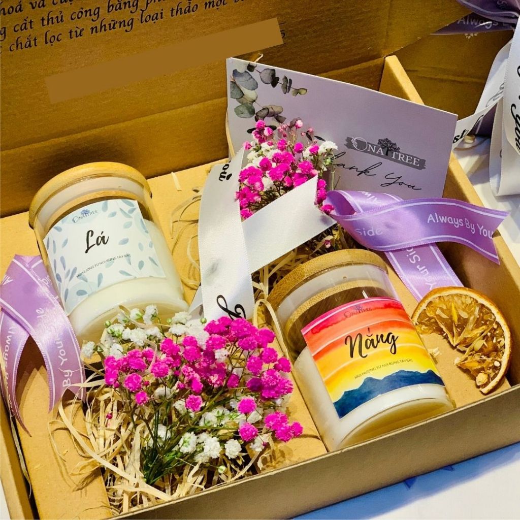 Set nến thơm quà tặng ONATREE, quà tặng 8/3, sinh nhật, tặng bạn, người yêu,tặng mẹ ĐỦ TÚI XÁCH và THIỆP