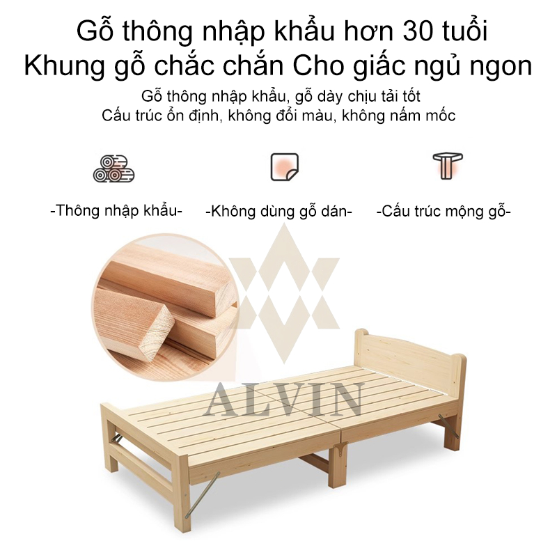 Giường gỗ gấp Giường Pallet Gỗ Thông Mới Giường Ngủ Đẹp Chất Lượng gỗ thật 100% 3.5/4/5/6 feet | BigBuy360 - bigbuy360.vn