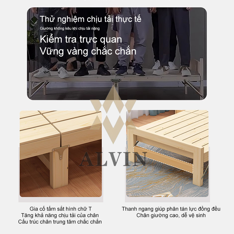 Giường gỗ gấp Giường Pallet Gỗ Thông Mới Giường Ngủ Đẹp Chất Lượng gỗ thật 100% 3.5/4/5/6 feet | BigBuy360 - bigbuy360.vn