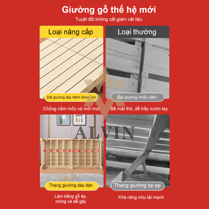 Giường gỗ gấp Giường Pallet Gỗ Thông Mới Giường Ngủ Đẹp Chất Lượng gỗ thật 100% 3.5/4/5/6 feet | BigBuy360 - bigbuy360.vn