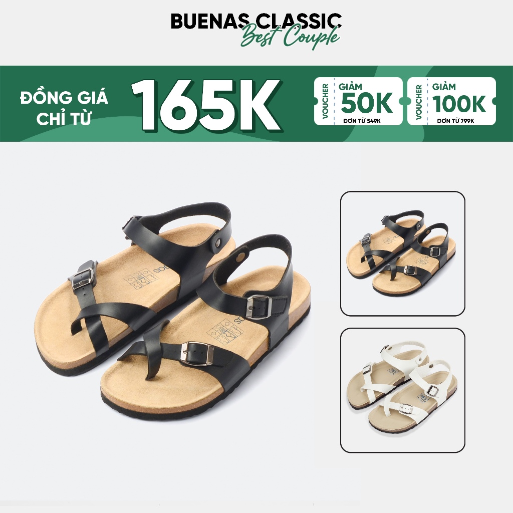 Sandal đế trấu nam nữ BU02 unisex sandal birken xỏ ngón Buenas - BU02 có quai