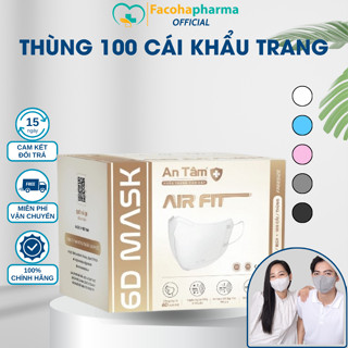 Thùng 100 cái khẩu trang y tế 6D An Tâm 4 lớp kháng khuẩn chống tia UV thiết kế thời trang mang đi tiện lợi