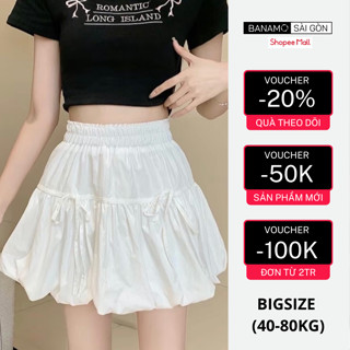 Váy nữ Banamo Sài Gòn chân váy bí ngô ngắn buộc nơ dáng phồng 2 tầng nữ tính trẻ trung 5930