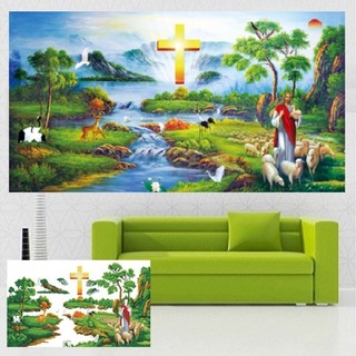 Tranh đính đá chúa chăn chiên KT:120x65cm, Tranh gắn đá chưa đính.