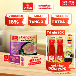[VOUCHER đến 80K]-Thùng 18 Gói Phở Bò Hoàng Gia VIFON Có Thịt Thật 120g/Gói