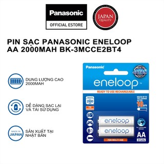 Pin sạc Panasonic eneloop AA 2000mah BK-3MCCE2BT4 (Vỉ 2 viên) - Hàng chính hãng