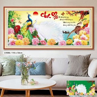 Tranh đính đá cha mẹ KT:106x50cm. Tranh gắn đá chưa gắn.