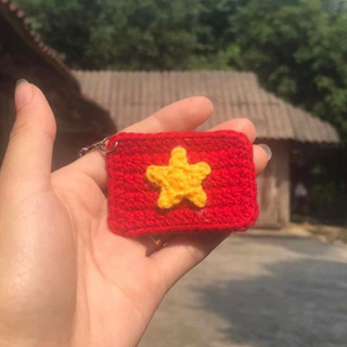 Móc khoá len mini nhỏ nhắn xinh xắn| Cờ Đảng, cờ Tổ quốc Việt Nam