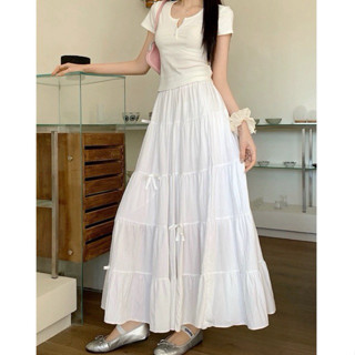 CHÂN VÁY MIDI DÀI XOÈ BỒNG ĐÍNH NƠ SIÊU ĐÁNG YÊU V2NOO