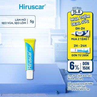 Gel cải thiện sẹo vừa, sẹo lõm, sẹo thâm Hiruscar 5g