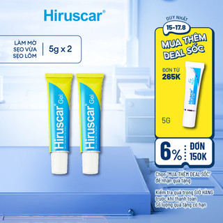 Bộ 2 Gel Hiruscar cải thiện sẹo vừa, sẹo lõm, sẹo thâm Hiruscar 5g/hộp