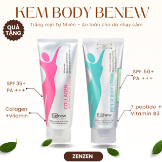 Kem body trắng da chống nắng Benew SPF50+ PA+++, dưỡng thể collagen peptide Hàn quốc 200ml Zenzen