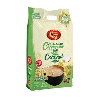 Cà phê dừa hòa tan cappuccino 4in1 con chồn vàng c7 - túi 50que x 17gr
