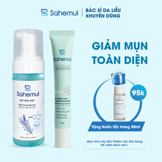 Gel giảm mụn sensitive 20gr & bọt rửa mặt sạch sâu, ngừa mụn 150ml