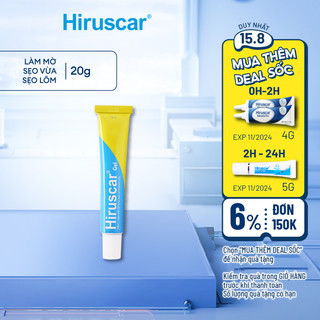 Gel cải thiện sẹo vừa, sẹo lõm, sẹo thâm Hiruscar Gel 20g
