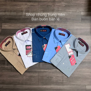 Áo Sơ Mi Nam Trung Niên Dài Tay,Vạt Bằng, Chất Cực Mát Tặng Bố ẢNH THẬT