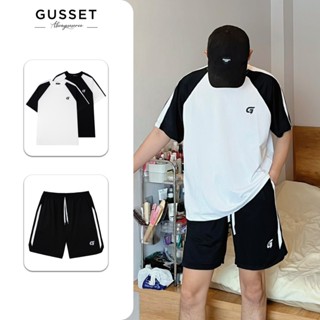 Đồ Bộ Thể Thao nam, Set bộ đồ hè ngắn Unisex Chất Liệu Poly Thoáng Mát In Logo Gusset màu đen trắng  Form Rộng - BP08