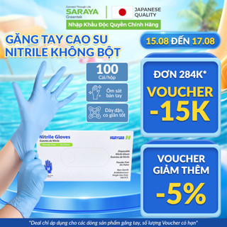 Găng tay cao su Saraya Nitrile HY Không Bột dùng trong thực phẩm, vệ sinh (Disposable Nitrile Gloves) - 100 Chiếc/Hộp
