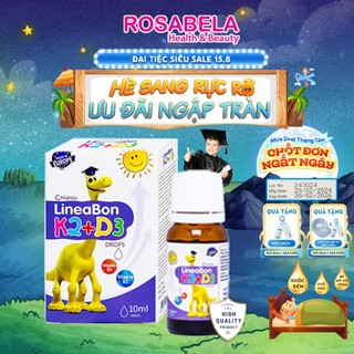 Vitamin D3 K2 Lineabon cho trẻ sơ sinh siro bổ sung hấp thu canxi hiệu quả, tăng chiều cao cho bé (10ml)