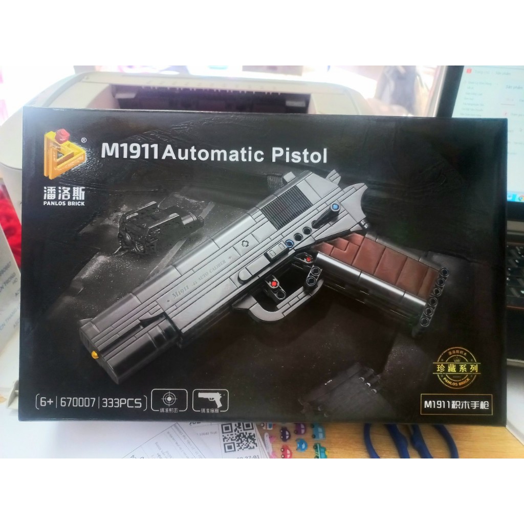 Đồ chơi lắp ráp Panloss 670007 - Mô hình M1911 - 45 Auto Caliber 333 mảnh
