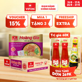 [VOUCHER đến 80K]-Thùng 18 gói Bún Bò Huế HOÀNG GIA VIFON 120g / Gói