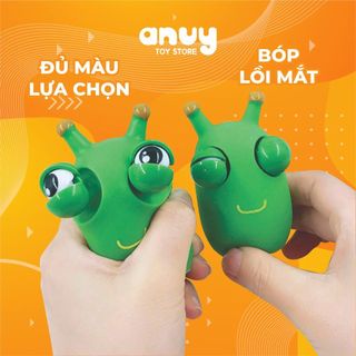  Đồ chơi squishy bóp xả stress hình con sâu xanh mắt lồi bóp mềm mini dễ thương 