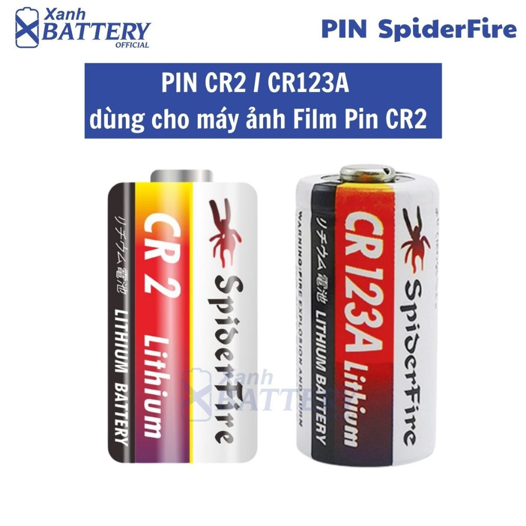 CR2  CR123A , CR-2W, C1B/ SpiderFire 3V 800mAh/ 1200mAh dùng cho máy ảnh film - 1 viên