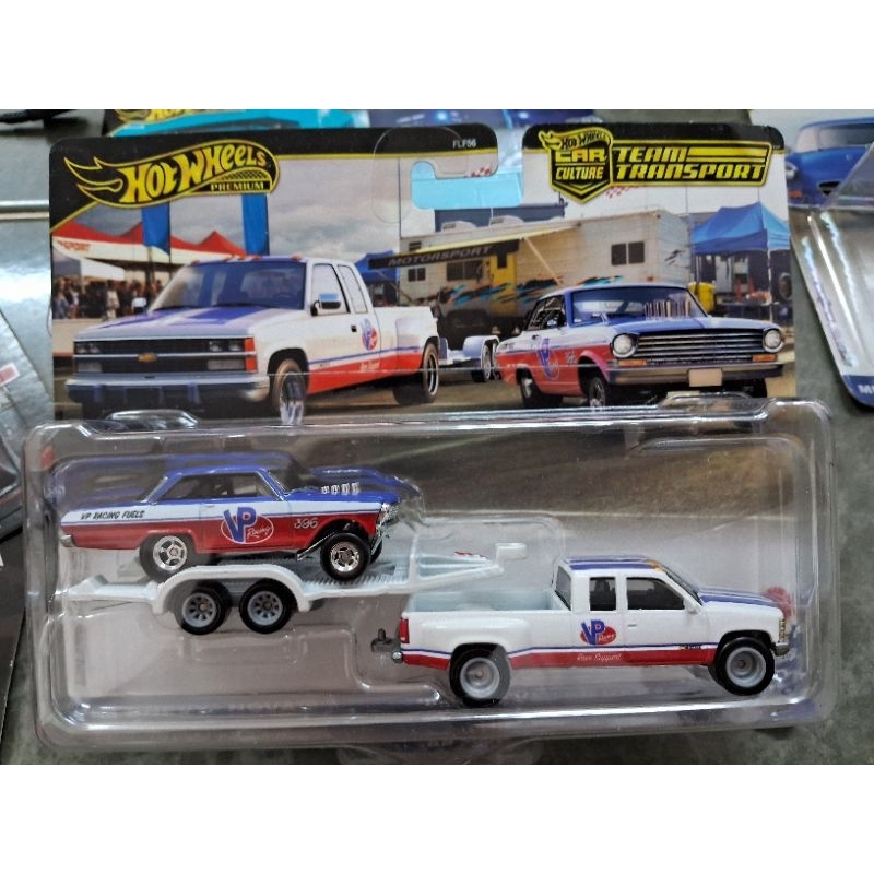 HOT WHEELS PREMIUM 1963 NOVA & 1988 CHEVY SILVERADO 3500 TEAM TRANSPORT