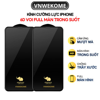 Kính cường lực iphone 6D Elephant Full HD trong suốt dán màn hình iphone X Xsm 11 12 13 14 15 Promax