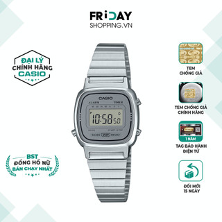 Đồng hồ casio nữ điện tử la670wa-7df mặt vuông dây kim loại chính hãng