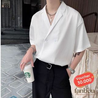 Áo Sơ mi Nam Cổ Thiết Kể Giả Veston Tay Ngắn