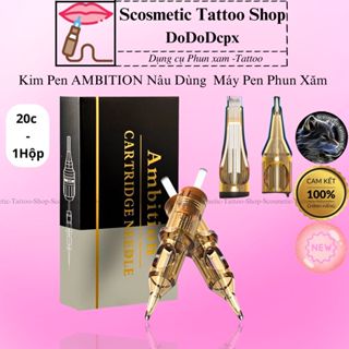 Kim pen AMBITION Nâu ,kim phun xăm máy pen đi nét đi sợi phun môi ổn định đẹp đẽ -1 Hộp 20 chiếc /Scosmetic Tattoo Shop
