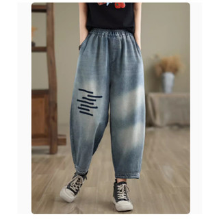 B06 Quần bò big size cạp chun gập gấu trẻ trung.