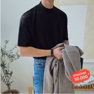 Áo Thun Nam Tay Ngắn Cổ Lọ 4 Phân_Fanbou