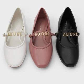 Giày CK bệt búp bê nữ quai ngang chữ Adore Full box MS-0189 | Giày học sinh | Giày đồng phục nữ