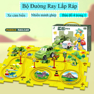 Đồ Chơi Đường Ray Lắp Ráp Xe Ô Tô Cảm Biến Tự Chạy Nhiều Chủ Đề Cho Bé