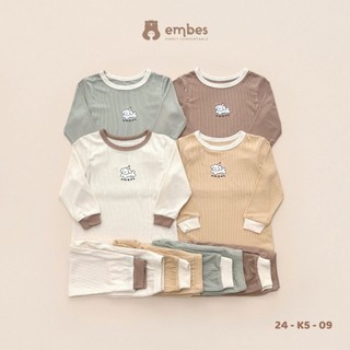 Bộ dài tay cho bé chất tăm vip hãng Embes mềm đẹp