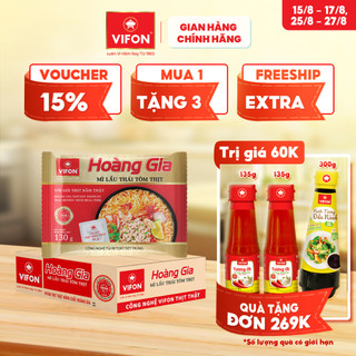 [VOUCHER đến 80K]-Thùng 18 gói Mì Lẩu Thái Tôm Thịt HOÀNG GIA VIFON 130gr / Gói