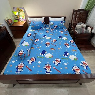 Bộ ga giường thun lạnh Hàn Quốc Doremon T45 [4 MÓN] gồm 1ga - 2 áo gối nằm - 1 áo gối ôm