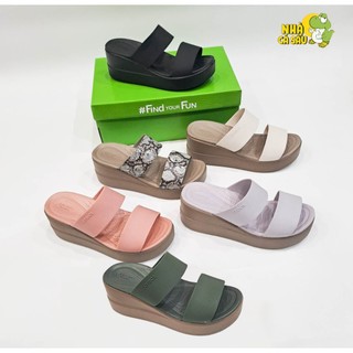 Dép xuồng brooklyn mid wedge nữ đế cao 6cm hàng cao cấp không lem keo, dép nữ đế bánh mỳ hai quai ngang cross nữ