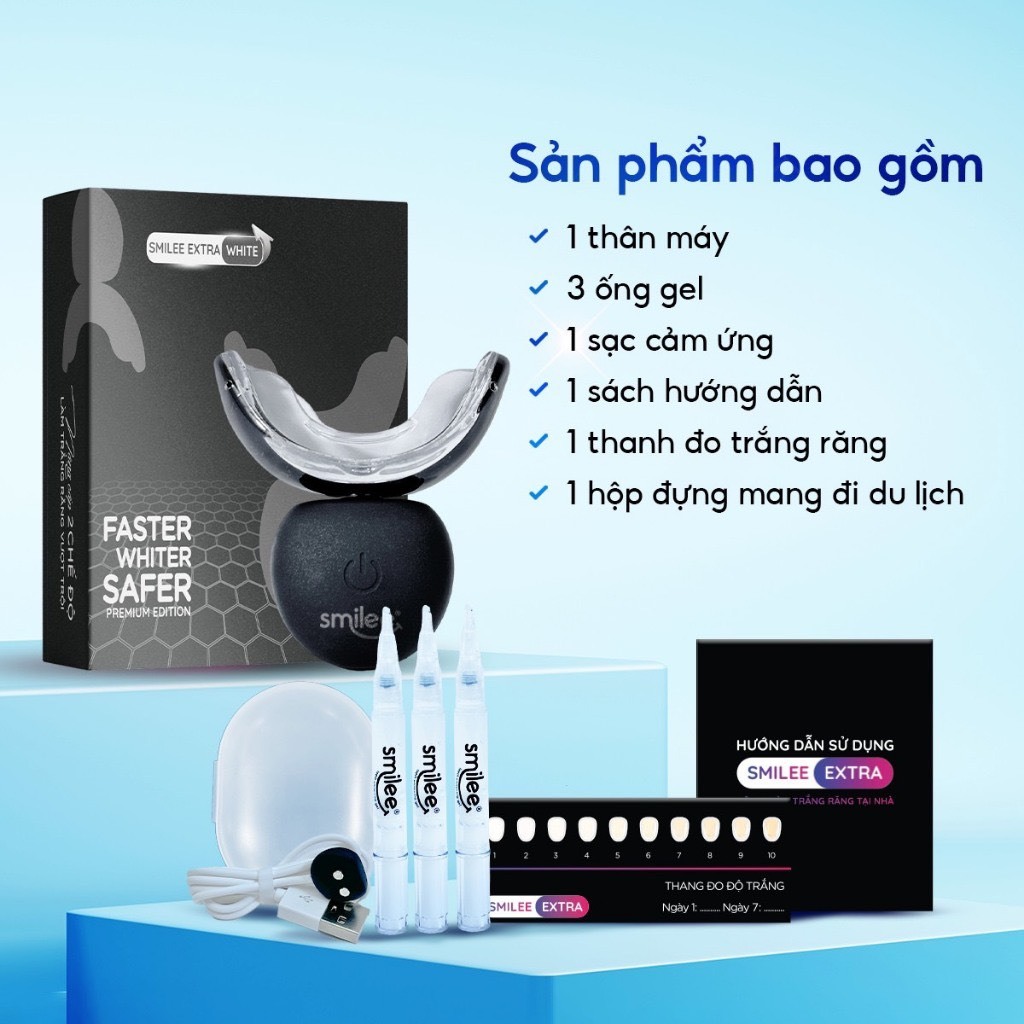 [combo 2 bộ]Smilee Extra Làm Trắng Răng Tại Nhà 2 Bộ Đầy Đủ