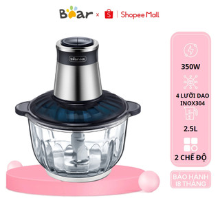 Máy xay thịt Bear 2.5L đa năng QSJ-C04B1, 350W, 4 lưỡi 2 chế độ xay nhuyễn rau củ, đá bi,BH 18 Tháng