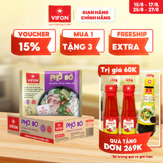 [VOUCHER đến 80K]-Thùng 24 Phở Bò VIFON Có Gói Nước Cốt Bò 75g/gói