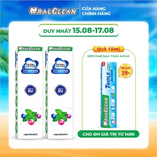 Combo 2 kem đánh răng trắng răng OralClean Total Active Vitamin Healthy White