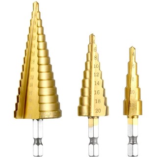 Mũi khoan đa năng ❤️FREESHIP❤️ mũi khoan bước thép HSS 4241 phủ titanium chuôi lục giác - mũi khoan tháp